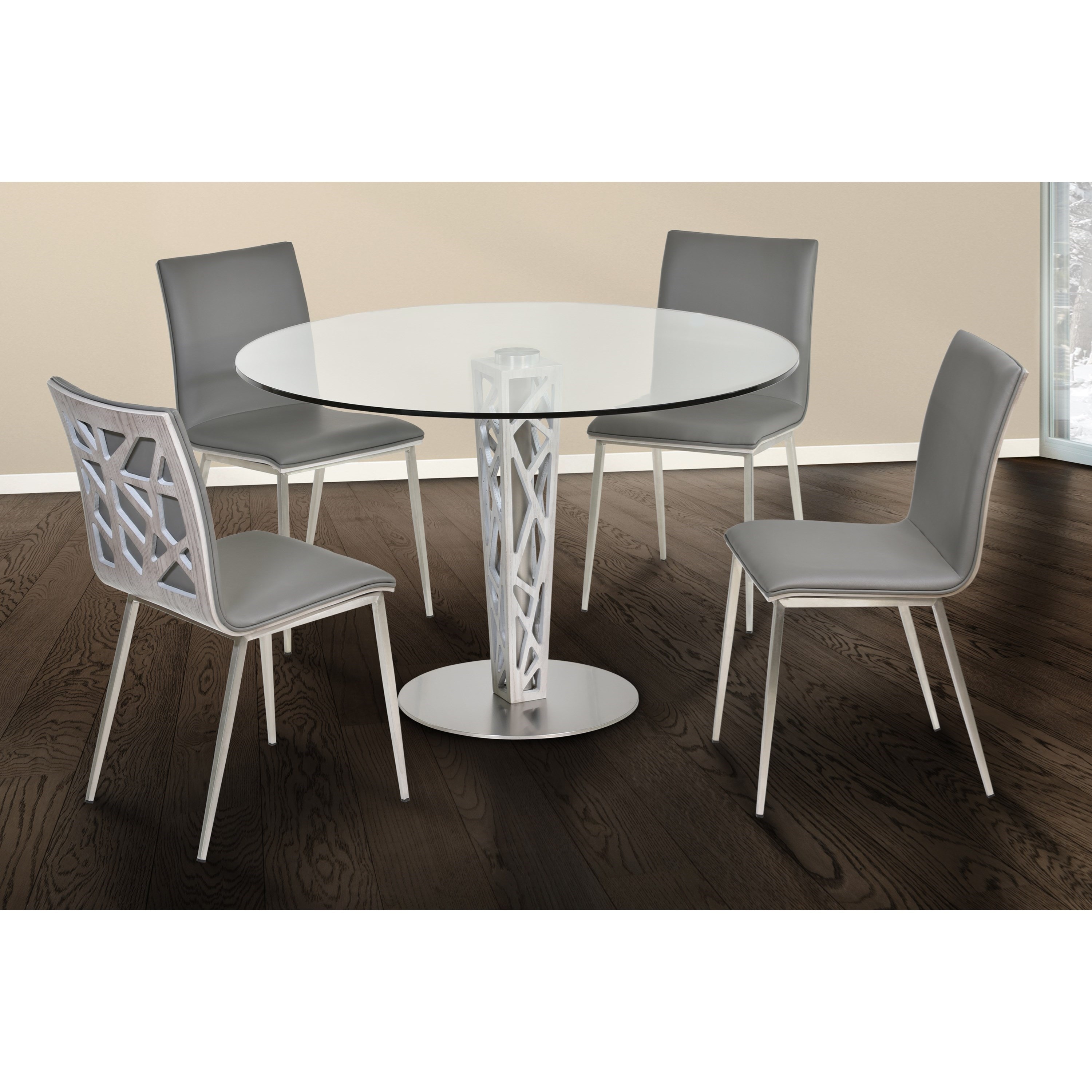 Armen Living LCCRBTTO Crystal Pub Tables with Clear Glass and Brushed Stainless Steel Finish Armen Living LCCRBTTO Crystal Pub Tables with Clear Glass and Brushed Stainless Steel Finish